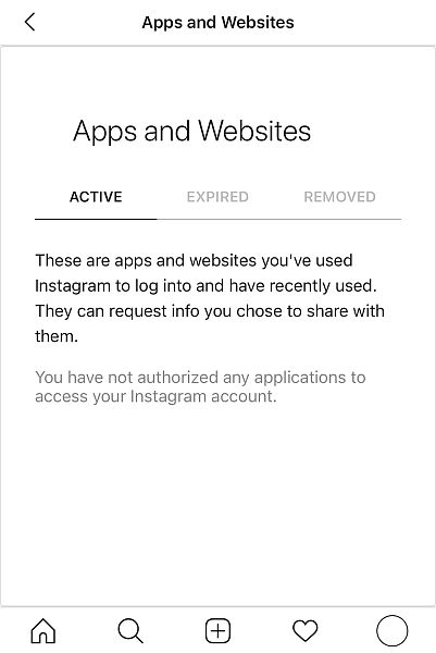 Avisering från Instagram om appar och webbplatser du har loggat in på