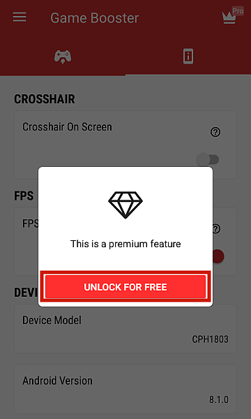 Game Booster Premium-funksjonspørsmål