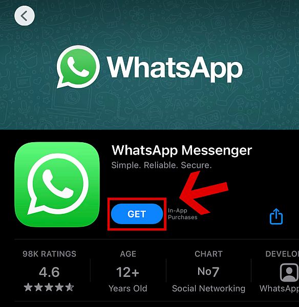 Загрузите и установите WhatsApp из App Store.