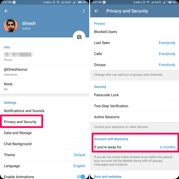 2 διαγραφή λογαριασμού τηλεγραφήματος android ios
