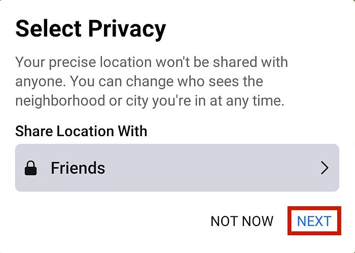 Impostazione della condivisione della posizione sulla privacy per gli amici