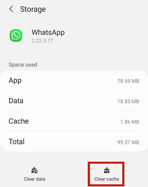 Svuotare la cache di whatsapp