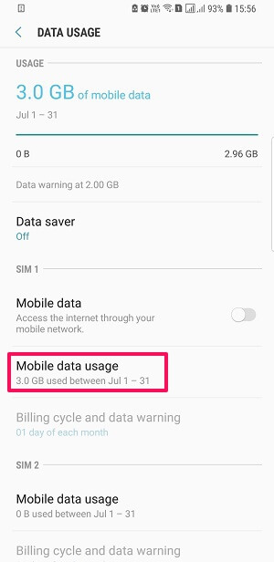كيفية تقييد استخدام البيانات على android