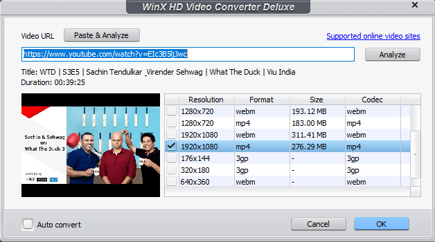 WinX HD Video Converter Deluxe Bewertung - Laden Sie Online-Videos herunter
