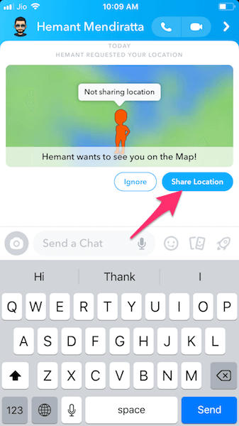 Принять или отменить запрос на определение местоположения в Snapchat