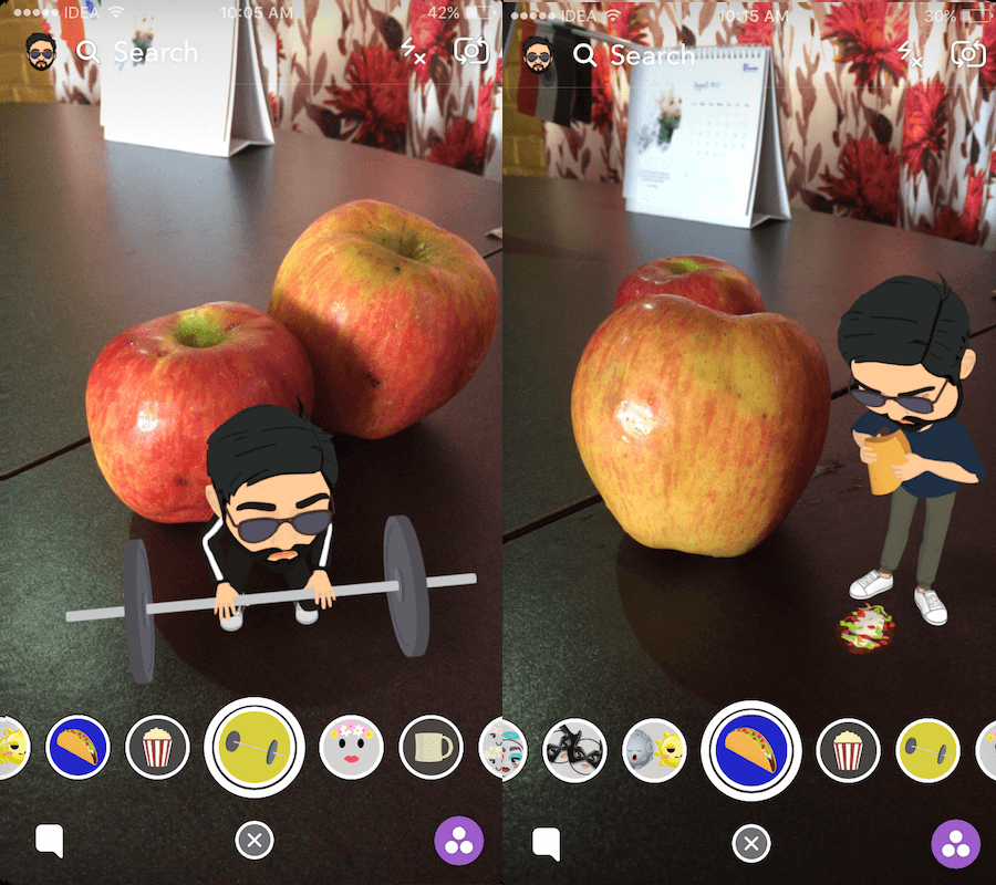 Føj animeret Bitmoji til Snaps på Snapchat