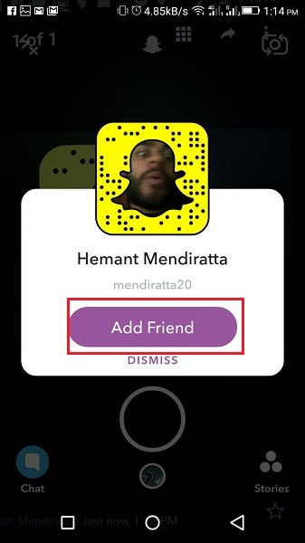 Agregar amigos por Snapcode usando la cámara