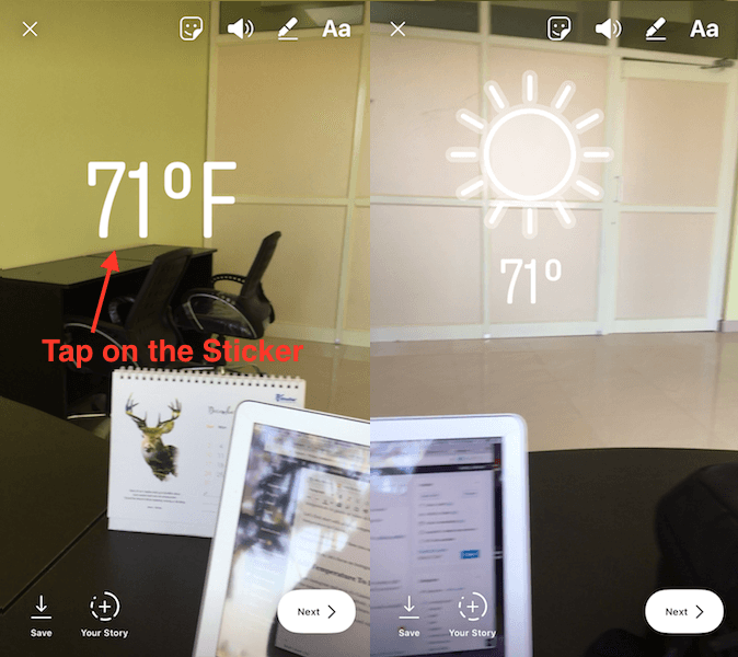 Ajouter la température sur Instagram Story