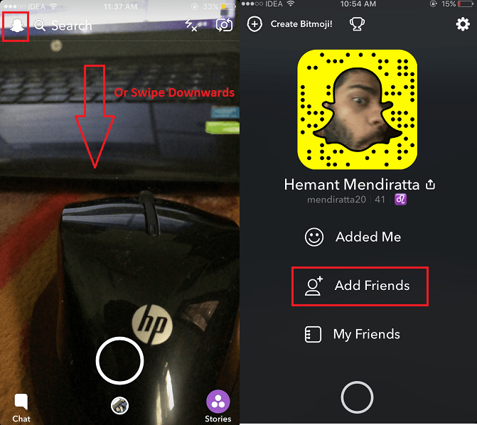 Aggiungi amici Snapchat usando Snapcode