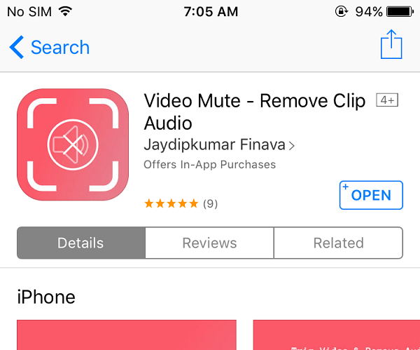 Alkalmazás hang eltávolítására a videóból iPhone-on