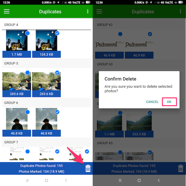Alkalmazás az ismétlődő fényképek törléséhez Androidon