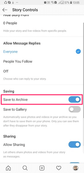 Arkivera Instagram-berättelser