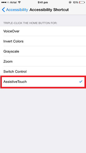 Turn On/Off AssistiveTouch in iPhone