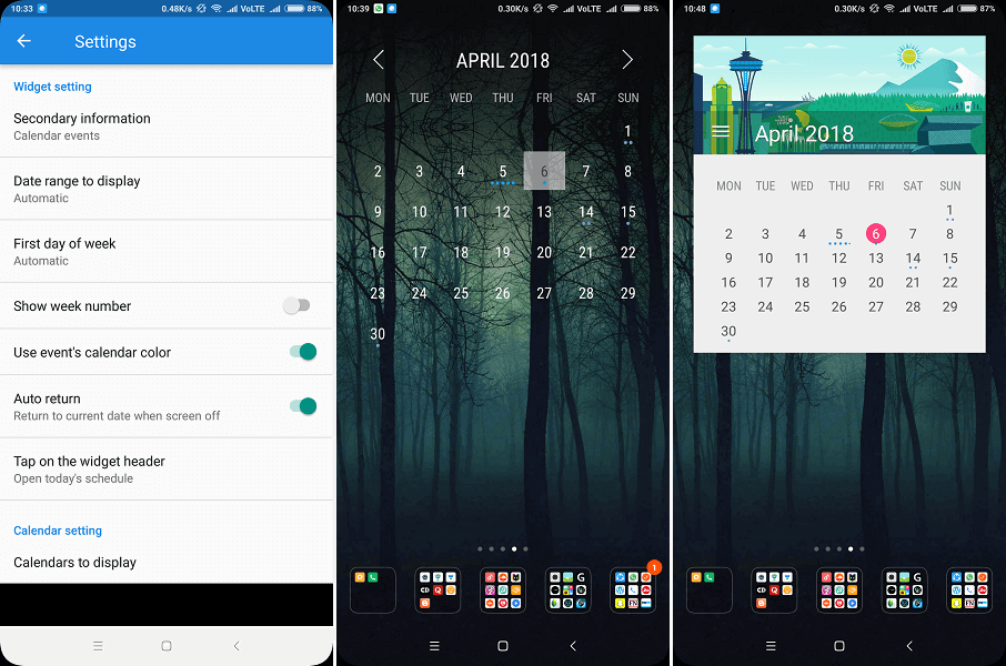 Καλύτερο γραφικό στοιχείο Ημερολογίου Android - Μήνας
