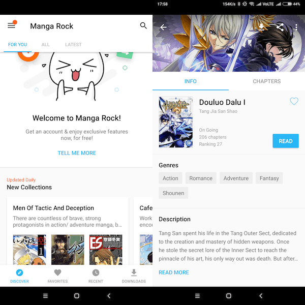 Melhores aplicativos para anime - manga rock
