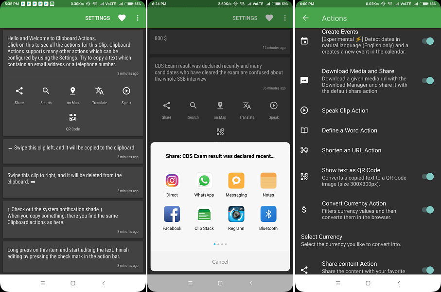 Nejlepší správce schránky pro Android - Akce schránky