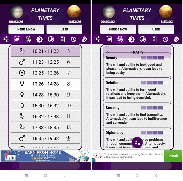 Лучшее астрологическое приложение для Android - Planetary Times