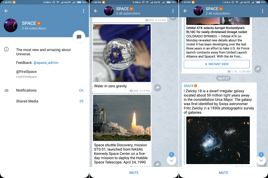 空間和科學的最佳頻道 - Telegram