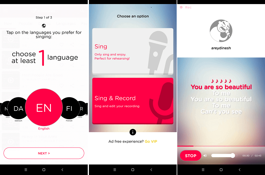 Beste gratis karaoke-app - Red Karaoke Sing & Record