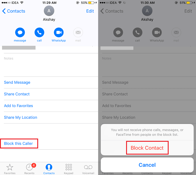 Blockera ett nummer på iPhone