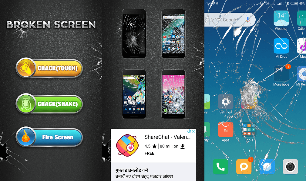Gebroken scherm-app