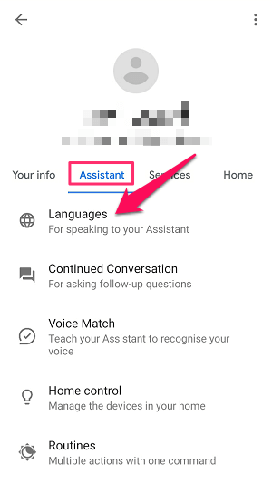 Ändern Sie die Google Assistant-Sprache