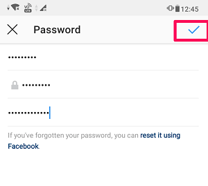 Change password on instagram