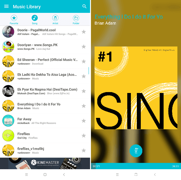 Skift sang til Karaoke app - SingPlay Karaoke din MP3