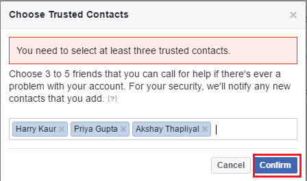 Cómo agregar contactos de confianza en Facebook