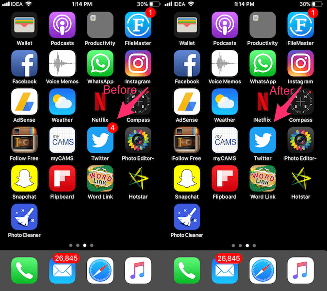 Limpar contagem de crachás de notificação no iPhone