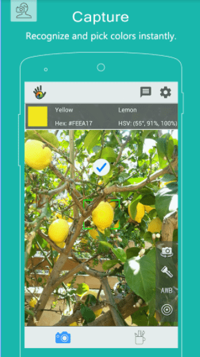 Aplicación de Android Color Grab para identificar colores