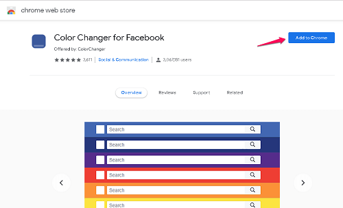Extensão do Chrome do trocador de cores do Facebook