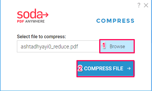 Komprimer PDF-filstørrelse - velg fil