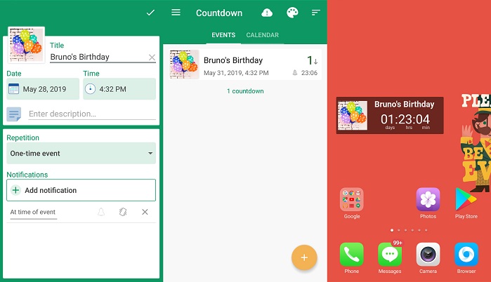 nejlepší aplikace pro počítadlo dnů pro Android -bCountdown Days App&Widget