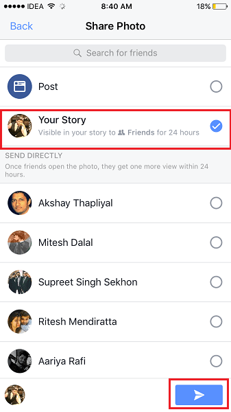 Создавайте истории в Facebook