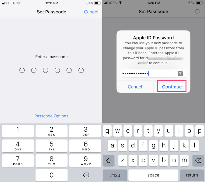 Créer un nouveau mot de passe iOS