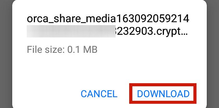 Messenger download prompt med download-knappen fremhævet
