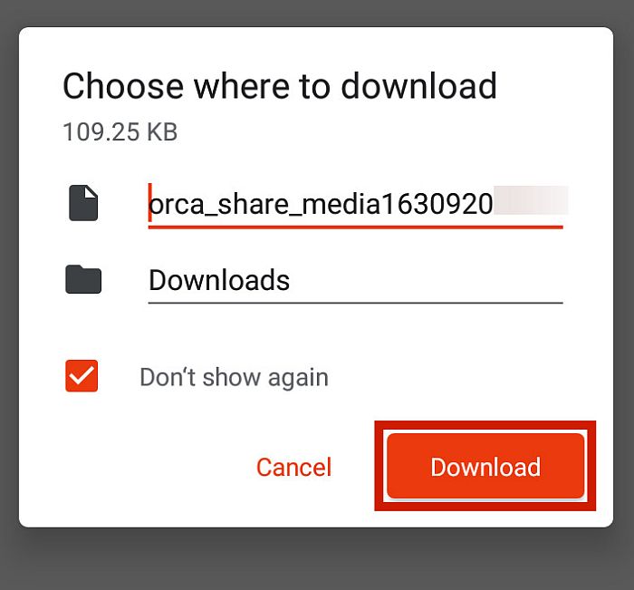 Bestemmingsprompt voor het downloaden van het apparaat met de downloadknop gemarkeerd