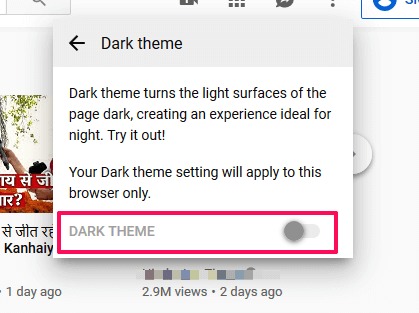 Mørkt tema på hjemmesiden
