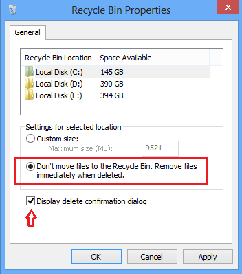 ファイルをごみ箱に移動せずに直接削除する