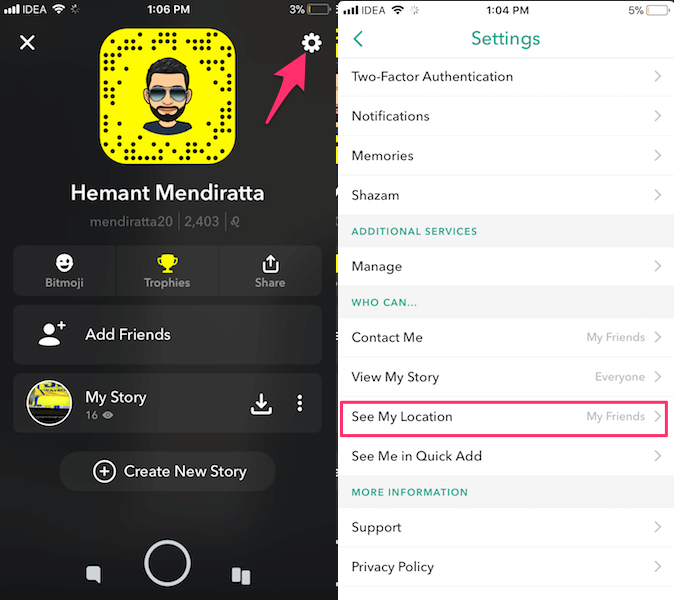 Отключить запросы местоположения в Snapchat