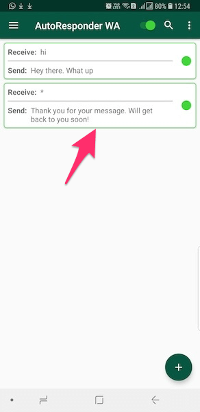Изменить правило - бот автоответчика WhatsApp