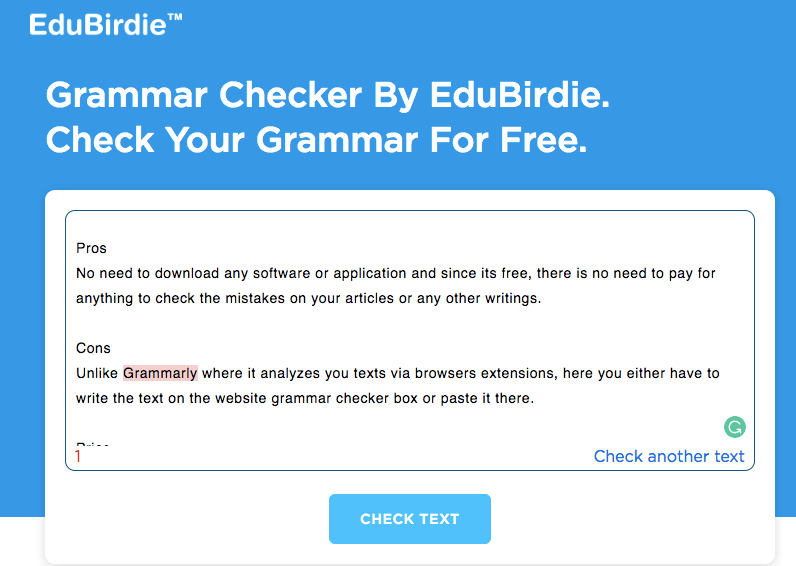 Verificador gramatical EduBirdie