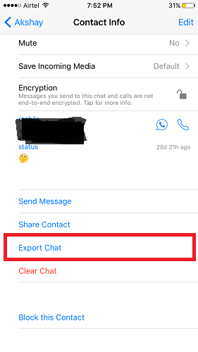 E-mail WhatsApp skupině a individuální chat