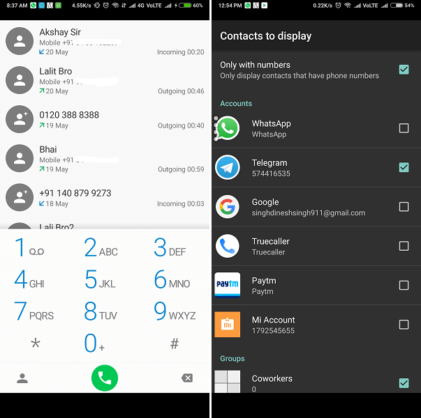 ExDialer & Contacts -minste gratis android dialer-app
