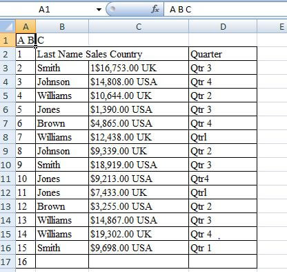 Utdata Excel-fil
