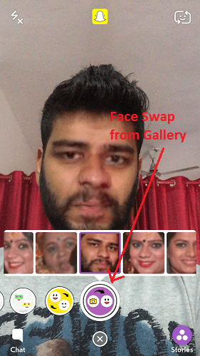 Zamiana twarzy na Snapchacie z Galerii