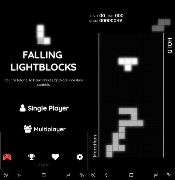 Falling Lightblocks - android multiplayer tetris-spel