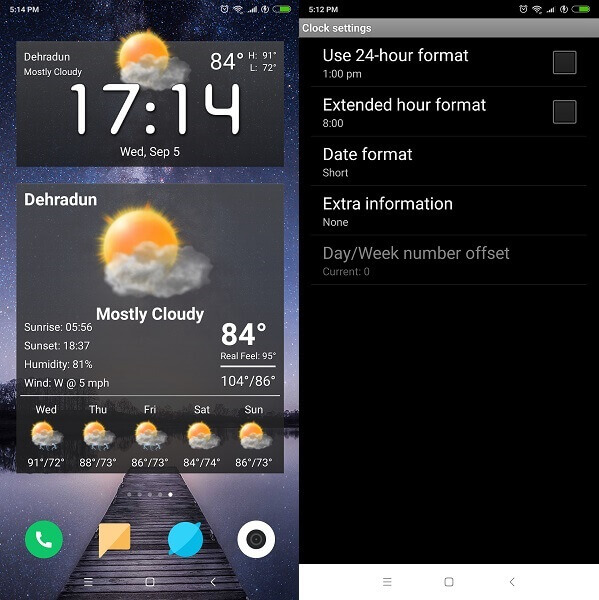 Widgets extravagantes - widget de previsão do tempo do relógio para Android