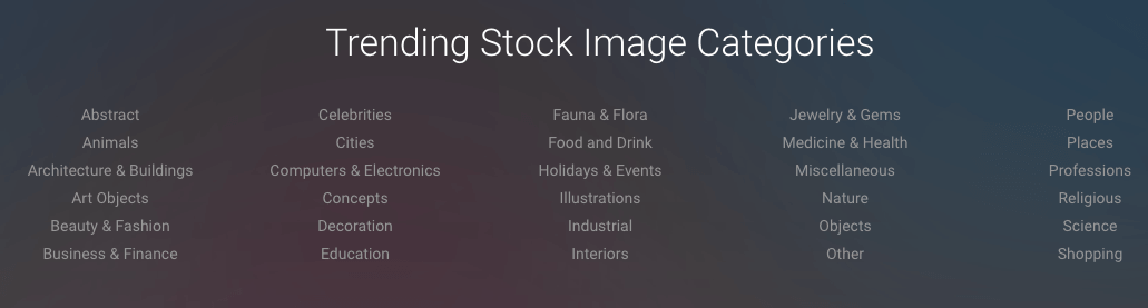 Bildekategorier for fokusert samling